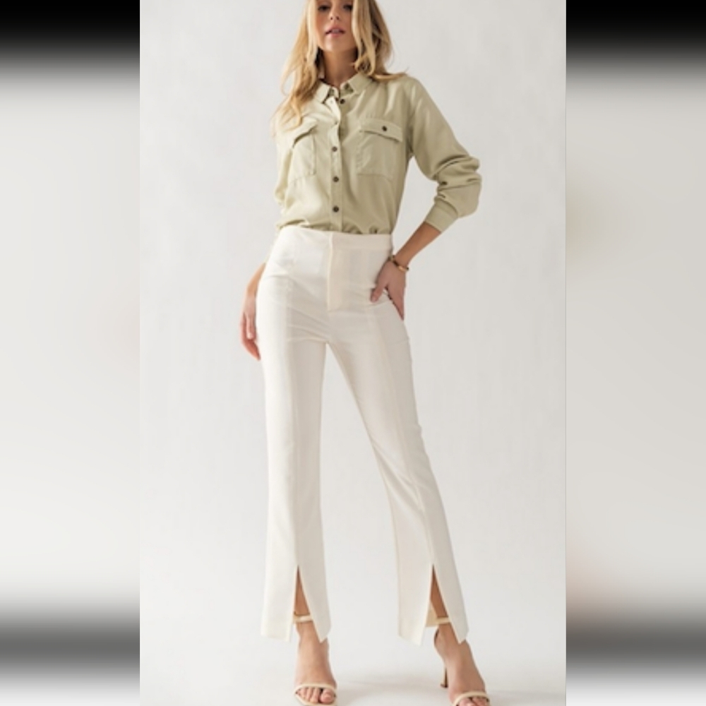 Front Split Pants Ivory - Picture 3 of 4